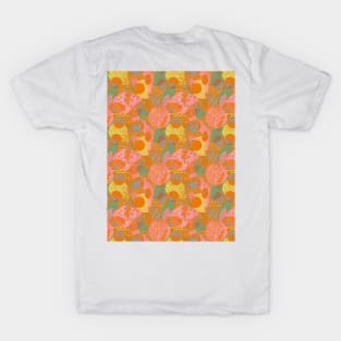 Polka dots nature elements yellow orange pink T-Shirt